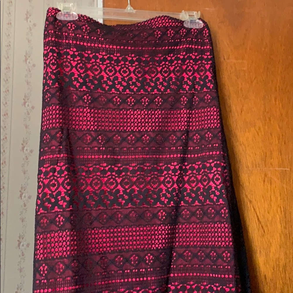 Hot pink skirt with black lace!